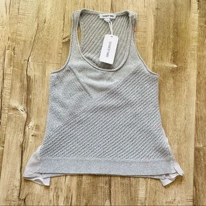 Elizabeth and James Grey knit racerback tank with sheer side detailing Sz L